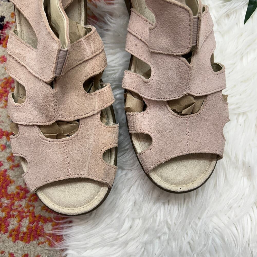 Skechers Pink Platform Wedge Sandal 10 Suede Ankle Strap Summer Comfy - Picture 2 of 8